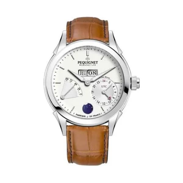 Pequignet Montre Pequignet Rue Royale GMT Automatique Cadran Blanc - 9010933-AMC