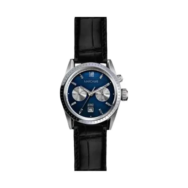 March LA.B Montre March LA.B Agenda Supra Automatique Cadran Navy Alligator Noir