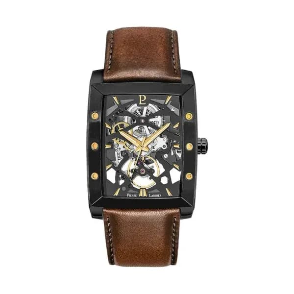 Pierre Lannier Montre Automatique Pierre Lannier Collection Hector en Cuir Marron
