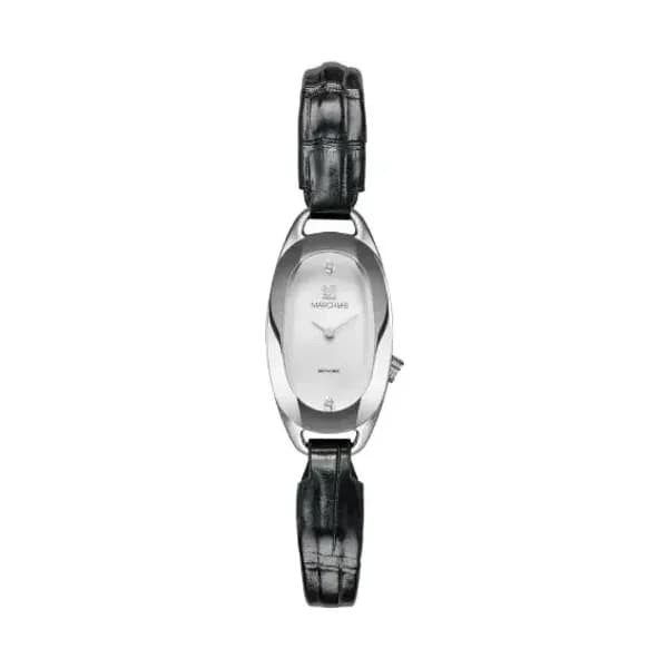 March LA.B Montre March LA.B Oblongue Electrique Nacre Acier Alligator Noir