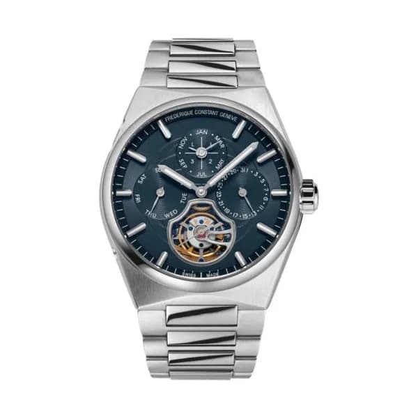 Frédérique Constant Montre Frédérique Constant Highlife Tourbillon Perpetual Calendar Manufacture automatique cadran bleu bracelet acier 41 mm