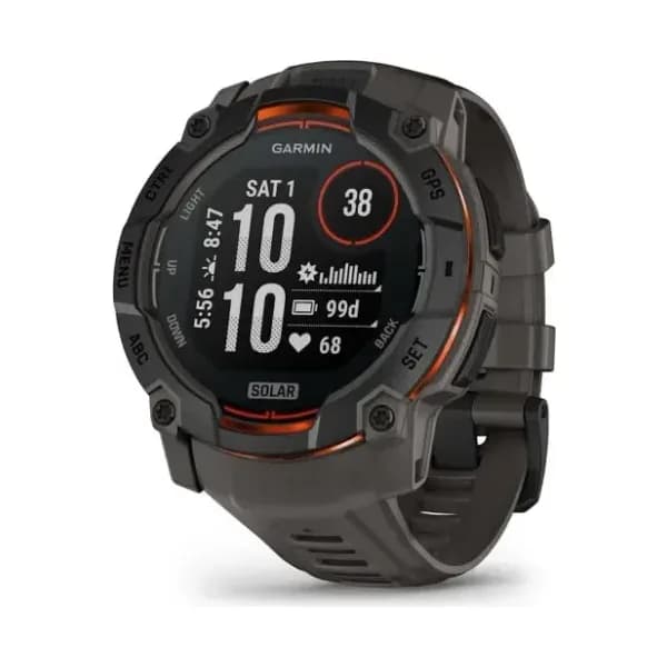 Garmin Montre Garmin Instinct 3 - 50mm SOLAR Noir Bracelet Silicone Gris Charbon