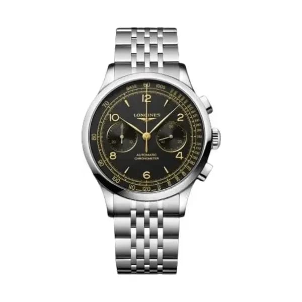 Longines Montre Longines Record 40mm Cadran Noir Bracelet Métal