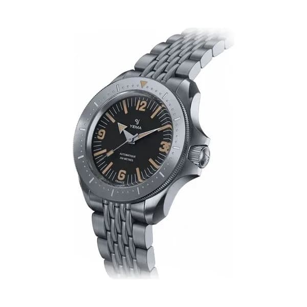 Yema Montre Yema Diver automatique cadran noir bracelet acier 39,5 mm