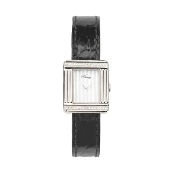 Poiray Montre Poiray Ma Première Mini Acier Serti Diamants Bracelet Alligator Noir