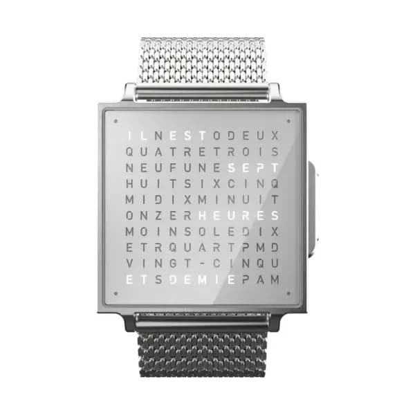 Qlocktwo Montre Qlocktwo W Fine Steel en français, anglais ou allemand