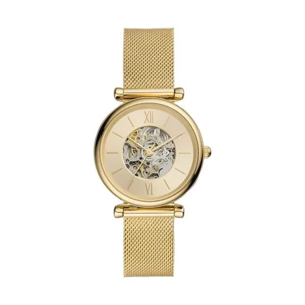 Fossil Montre Fossil me3250 pour Femme Cœur Ouvert Maille Milanaise Or jaune