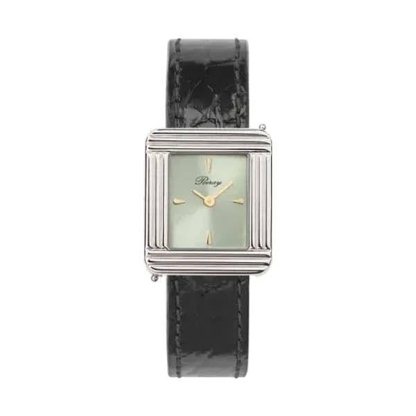 Poiray Montre Poiray Ma Première Acier Cadran Vert Bracelet Alligator Noir