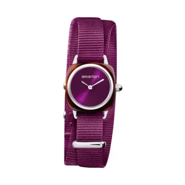 Briston Montre Briston Clubmaster Lady Acétate Cardinal Bracelet Nylon Violet
