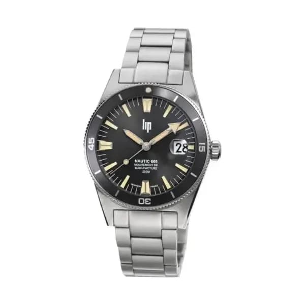 Lip Montre Lip Nautic 666 Automatique - manufacture - Homme - cadran Noir- 39 mm - Acier inoxydable- 676053