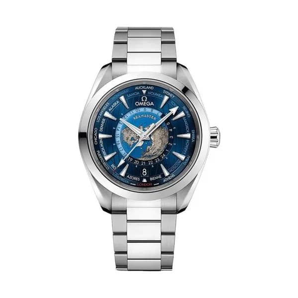 Omega Montre Omega Seamaster Aqua Terra 150M Co-Axial Master Chronometer GMT Worldtimer bracelet acier 43 mm