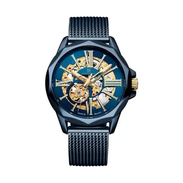 Montignac Montre Automatique Montignac Collection Origine en Acier et PVD Bleu