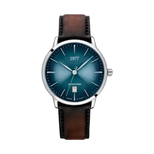 1977 Montre EDMOND bleu nuit argenté cuir 1977P01164