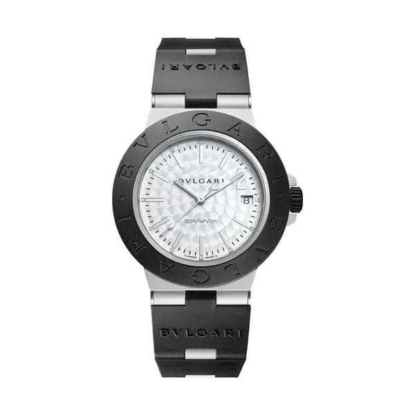 Bulgari Montre Bulgari Bvlgari Aluminium Sorayama automatique cadran noir bracelet caoutchouc noir 40 mm