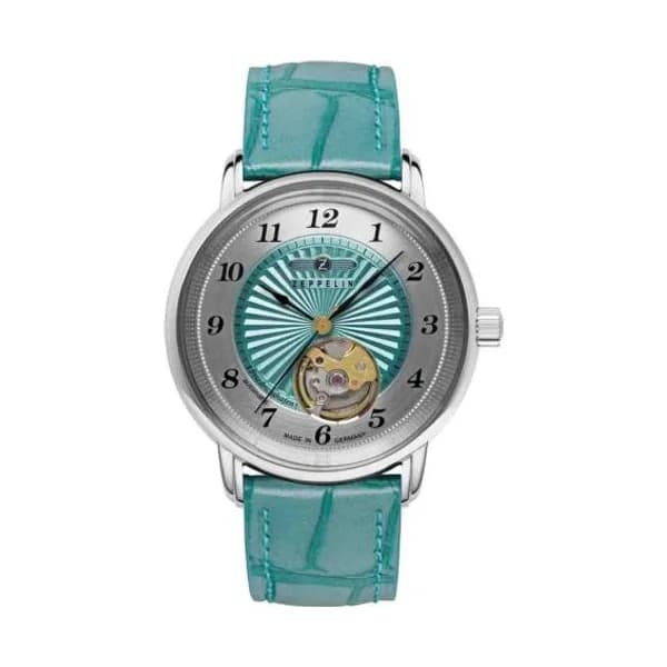 Zeppelin Montre Zeppelin Friedrichshafen Lady Auto Open Heart Automatique Cadran Turquoise - 85694
