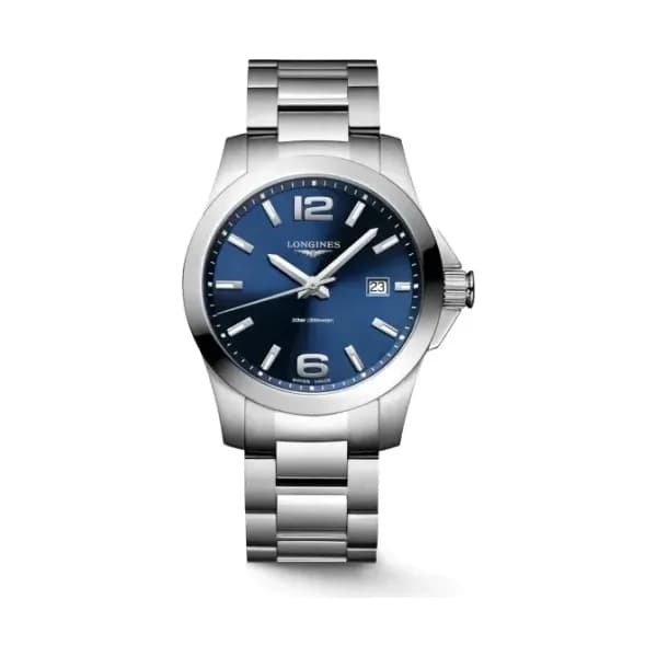 Daniel Gérard Montre Longines Conquest 41 mm Quartz Cadran Bleu Bracelet Acier
