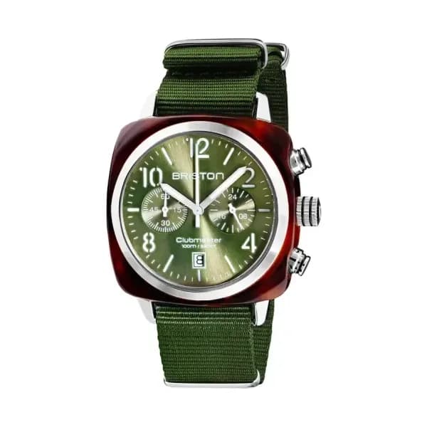 Briston Montre Clubmaster Classic Chrono Vert Olive 19140.SA.T.26.NOL