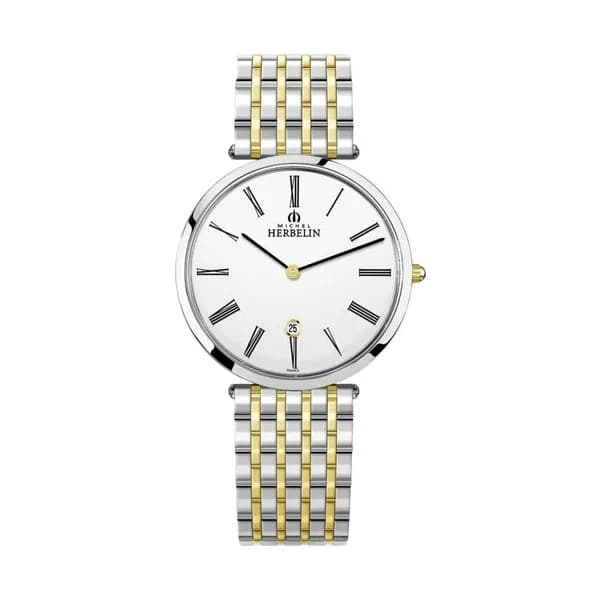 Michel Herbelin Montre Michel Herbelin Epsilon quartz cadran blanc bracelet acier bicolore 38 mm