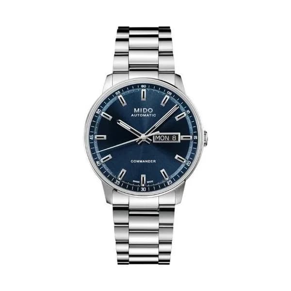 Mido Montre Mido Commander Datoday automatique cadran bleu bracelet acier 40 mm