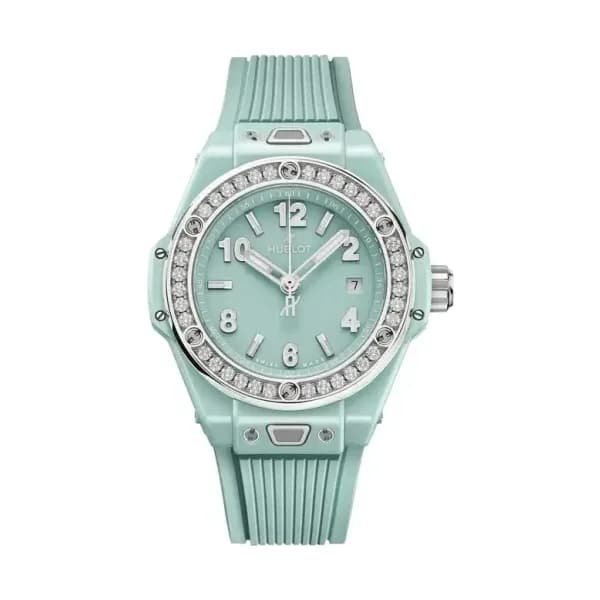 Hublot Montre Hublot Big Bang Mint Green Ceramic automatique cadran vert bracelet caoutchouc 33 mm