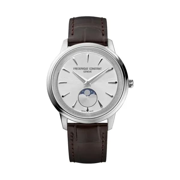 Frédérique Constant Montre Frédérique Constant Moonphase Quartz Cadran Argent Bracelet Cuir - FC-206S3S6