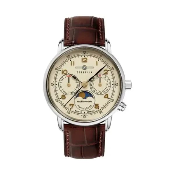 Zeppelin Montre Zeppelin Collection Jahre Mediterranee en Cuir Marron
