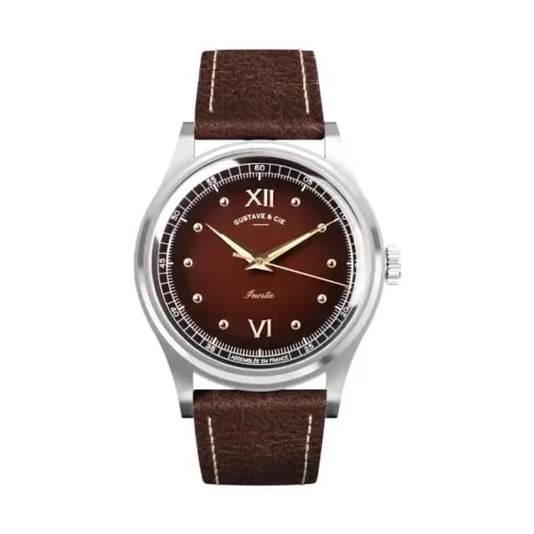 Gustave & Cie Montre Léon 12H Argent & Marron