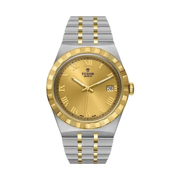 Tudor Montre Tudor Royal automatique cadran champagne bracelet acier et or jaune 38 mm