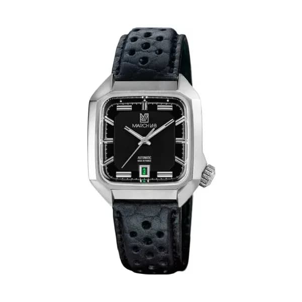 March LA.B Montre March LA.B AM2 Slim Automatique Cadran Black Bison Sauvage Perforé Noir