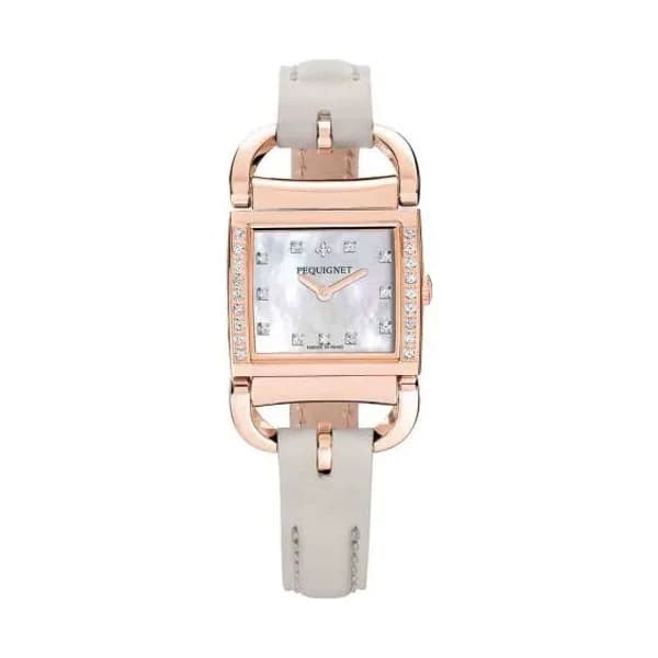 Pequignet E. Montre Pequignet Attellage Quartz - Cadran Nacre Blanc - Bracelet Beige - 5896509CD-CBE