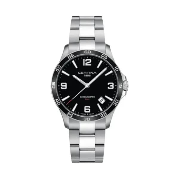 Certina Montre Certina DS-8 41.5mm Quartz Cadran Noir Bracelet Acier