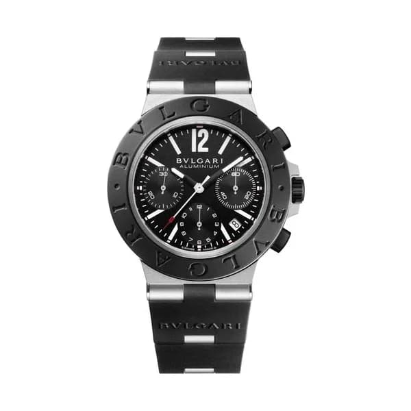 Bulgari Montre Bulgari Bvlgari Aluminium Chronographe automatique cadran noir bracelet caoutchouc noir 41 mm