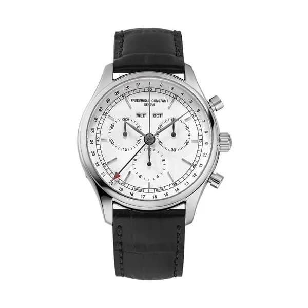 Frédérique Constant Montre Frédérique Constant Classics Quartz Chronographe Triple calendrier cadran blanc bracelet cuir 40 mm