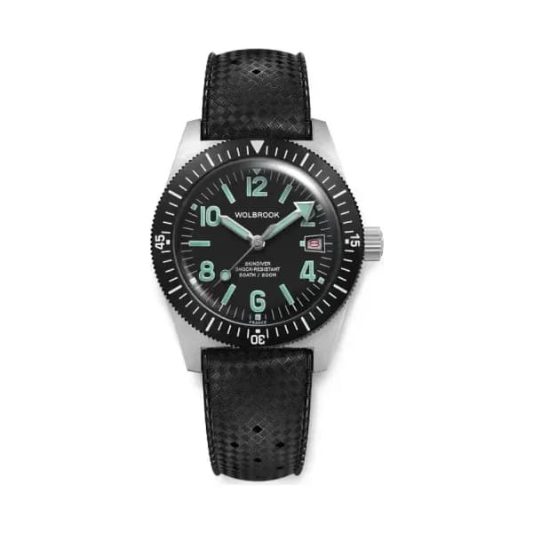 Wolbrook Montre de plongée automatique Skindiver 38 mm à chiffres pairs - Lume Vert
