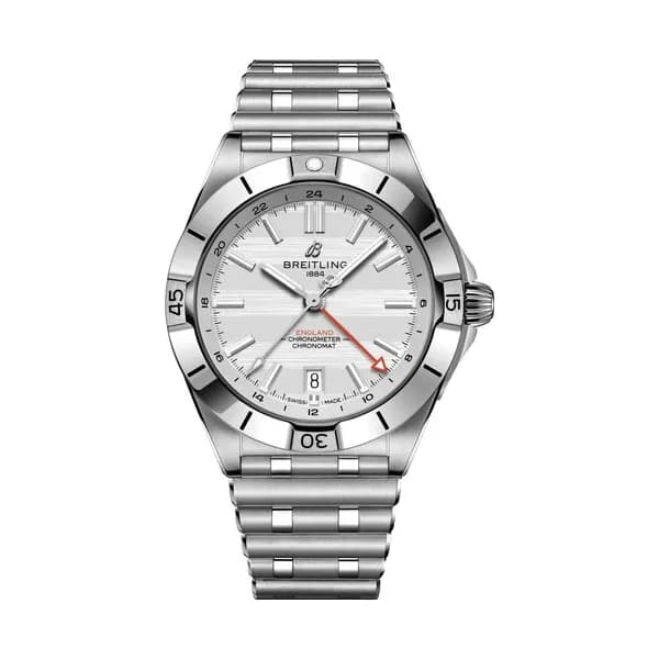 Breitling Montre Breitling Chronomat GMT Six Nations Angleterre automatique cadran argent bracelet acier 40 mm