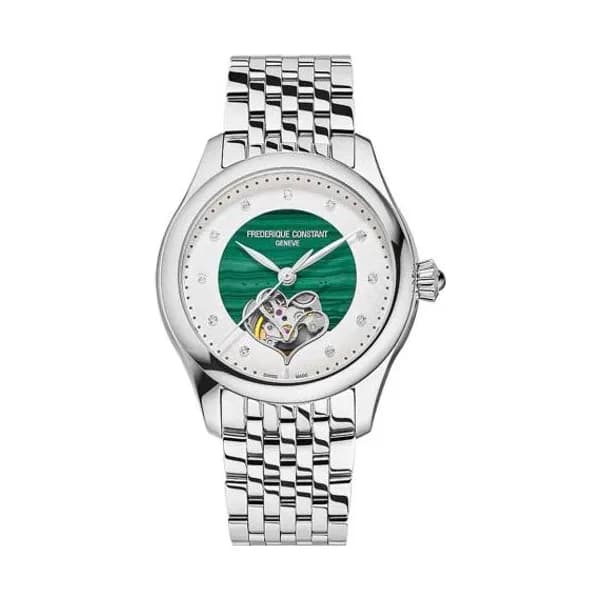 Frédérique Constant Montre Frédérique Constant Classics Ladies Automatic Double Heart Beat - Malachite Automatique Cadran Vert Bracelet Acier inoxydable - FC-313MAD3B6B