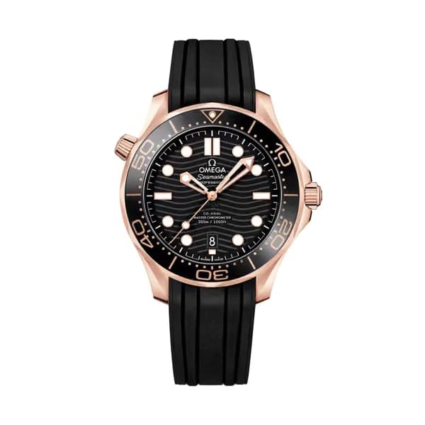 Omega Seamaster 42 mm, or Sedna™ sur bracelet caoutchouc