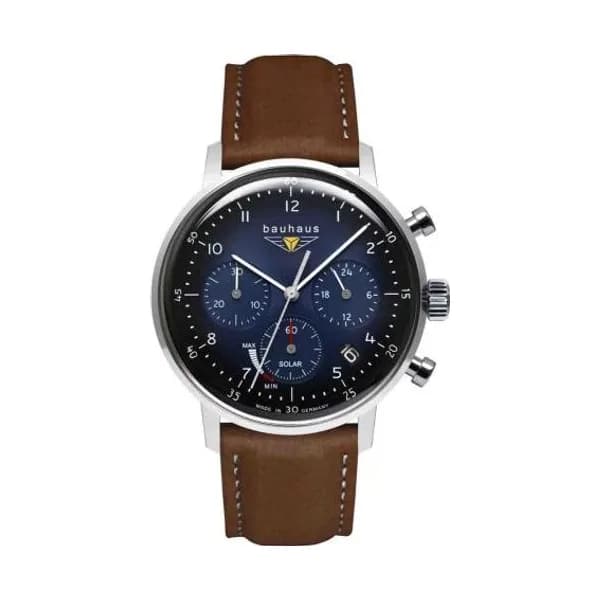 Bauhaus Montre Bauhaus Dessau Quartz Solaire Cadran Bleu nuit Bracelet Cuir - 20863