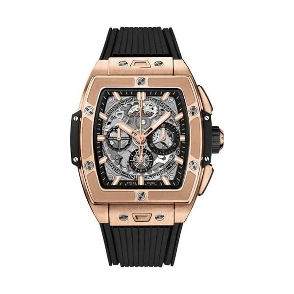 Hublot Montre Hublot Spirit of Big Bang King Gold automatique cadran squelette bracelet caoutchouc noir 42 mm
