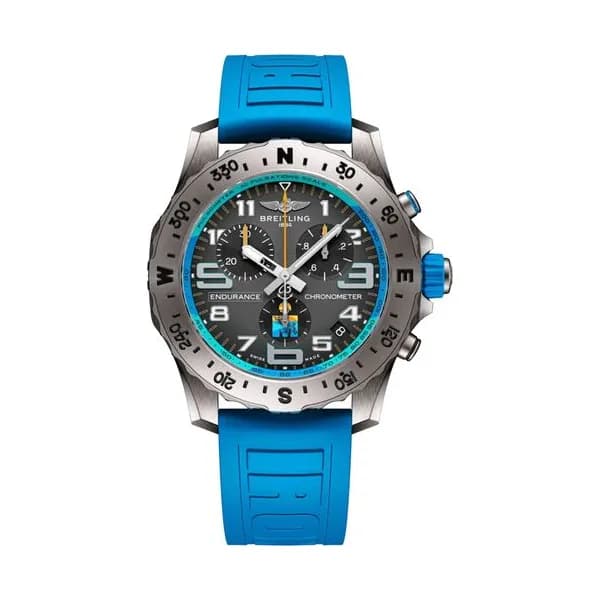 Breitling Montre Breitling Endurance Pro Edition IRONMAN® World Championship 2025 quartz chronographe cadran anthracite bracelet caoutchouc bleu 44 mm