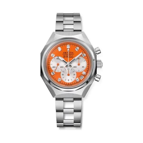 Zenith Montre Zenith DEFY Chronograph USM automatique cadran orange pur USM bracelet acier 37 mm