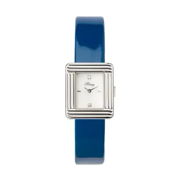 Poiray Montre Poiray Ma Première Mini Acier Cadran Serti Bracelet Veau Vernis Bleu