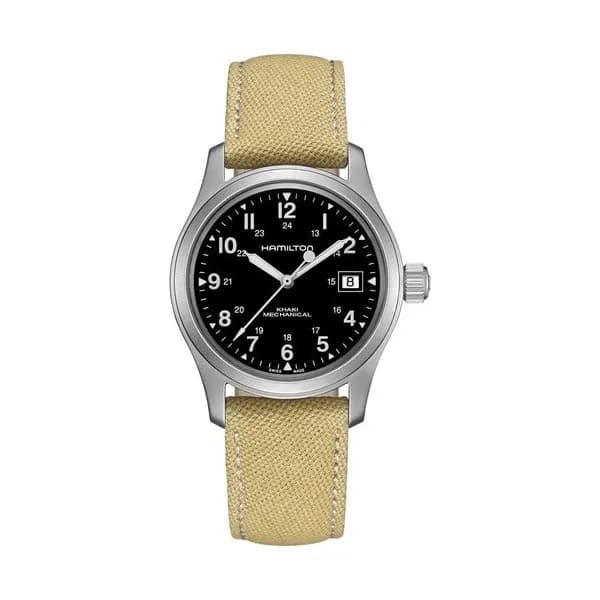 Hamilton Montre Hamilton Khaki Field Mechanical Cadran Noir Mechanical Cadran Noir Bracelet Canvas 38 mm