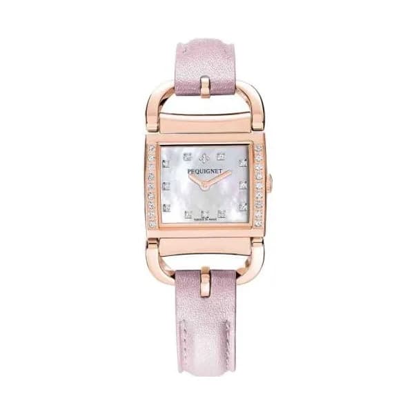 Pequignet Attelage Montre Pequignet Attellage Quartz - Cadran Nacre Blanc - Bracelet Bois de rose nacré - 5896509CD-CBRN