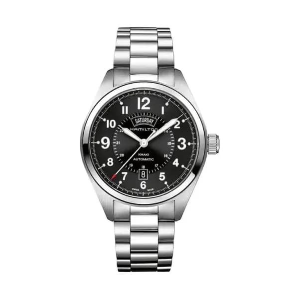 Hamilton Montre Hamilton Khaki Field 42mm Auto Cadran Noir Bracelet Acier