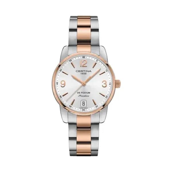 Certina Montre Certina DS Podium Lady 33mm Quartz Cadran Argent PVD Rose