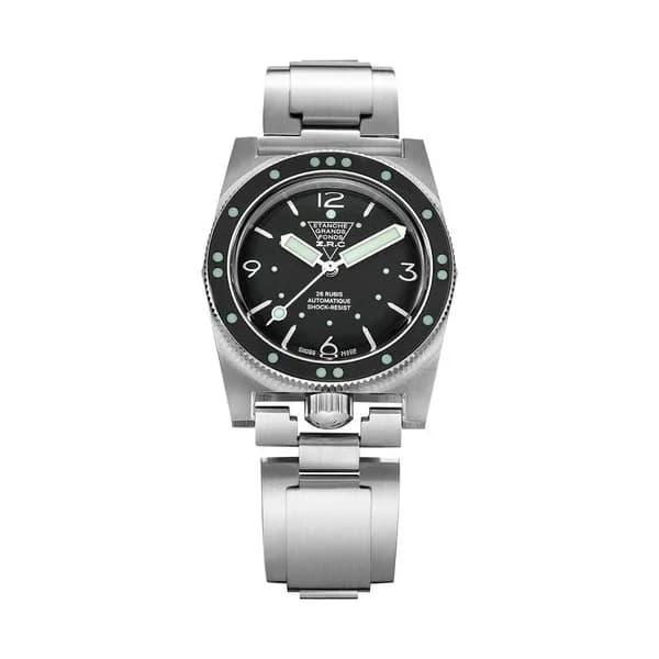 ZRC Montre ZRC GRANDS FONDS 300 HERITAGE cadran noir bracelet acier 39 mm