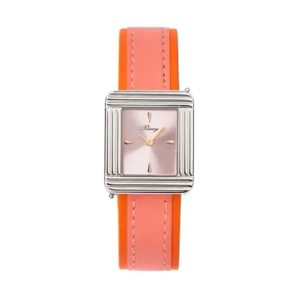 Poiray Montre Poiray Ma Première Acier Cadran Rose Bracelet Veau Sellier Rose