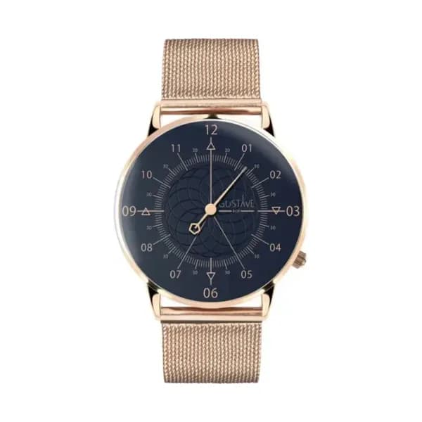 Gustave & Cie Montre 12H Louis Or Rose & Bleu Milanais Or Rose 36mm
