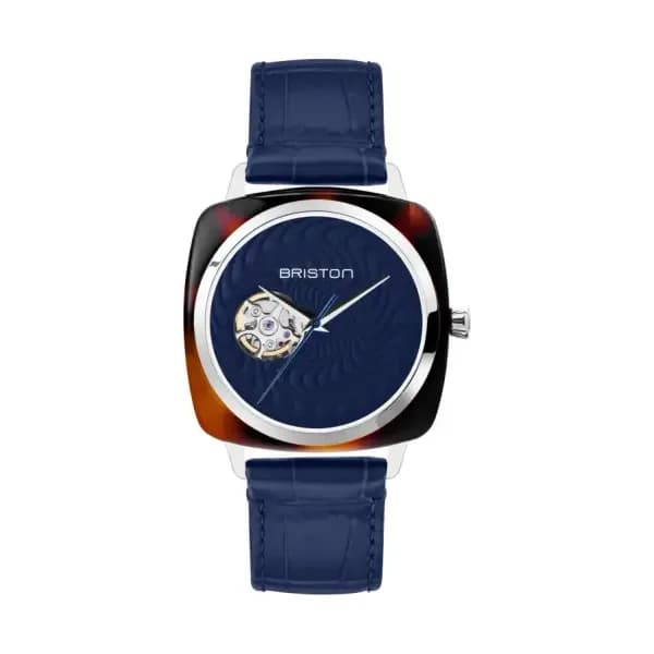 Briston Montre Clubmaster Iconic Spirale bleu émail grand feu Briston x Ocarat - Edition Limitée